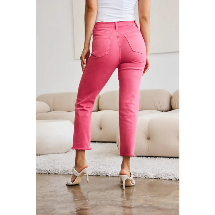 RFM Dylan Tummy Control Cropped Jeans in Sunkissed Pink