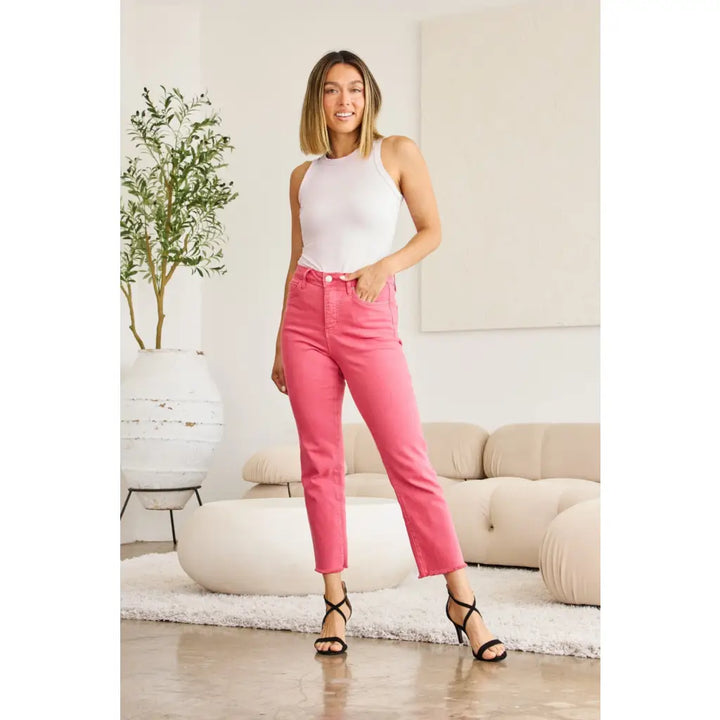 RFM Dylan Tummy Control Cropped Jeans in Sunkissed Pink