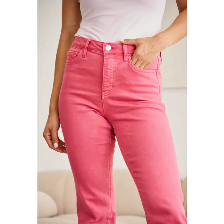 RFM Dylan Tummy Control Cropped Jeans in Sunkissed Pink