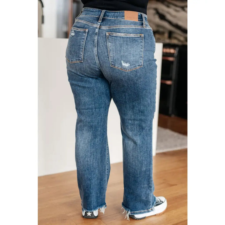 Rose High Rise 90’s Straight Judy Blue Jeans - Womens