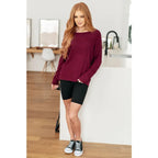 Oversized dolman top in wine jersey knit with relaxed fit and soft drape. Perfect plus size friendly everyday