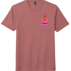 Pumpkin tee with Roxy Roo’s miniature dachshund silhouette paw print bow unisex fit and cozy comfort for fall pumpkin