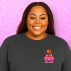 Pumpkin tee with Roxy Roo’s miniature dachshund silhouette paw print bow unisex fit and cozy comfort for fall pumpkin