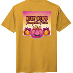 Pumpkin tee with Roxy Roo’s miniature dachshund silhouette paw print bow unisex fit and cozy comfort for fall pumpkin