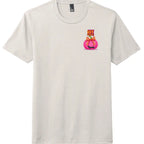 Pumpkin tee with Roxy Roo’s miniature dachshund silhouette paw print bow unisex fit and cozy comfort for fall pumpkin