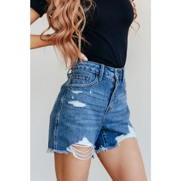 Samantha High Rise Rigid Magic Distressed Cutoff Shorts