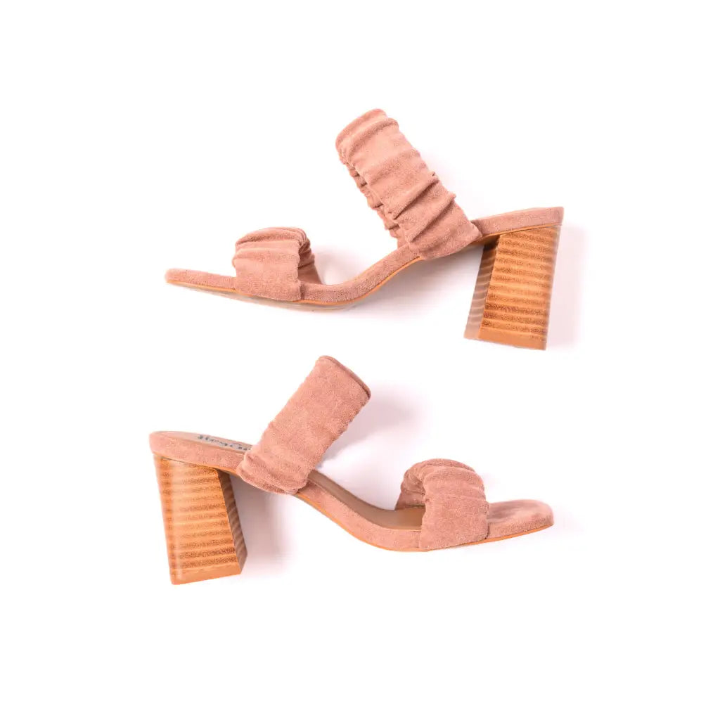 Our Scrunchy Strap Heels in Blush by Corkys are perfect for just about any occasion! Made with soft suede-like material