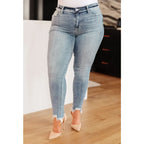 The Sherry Mid Rise Release Waistband Detail Skinny from Judy Blue are perfect for every closet. Featuring a medium