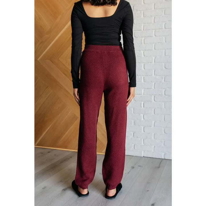 Simple Solution Textured Jogger Set in Wine - Sets