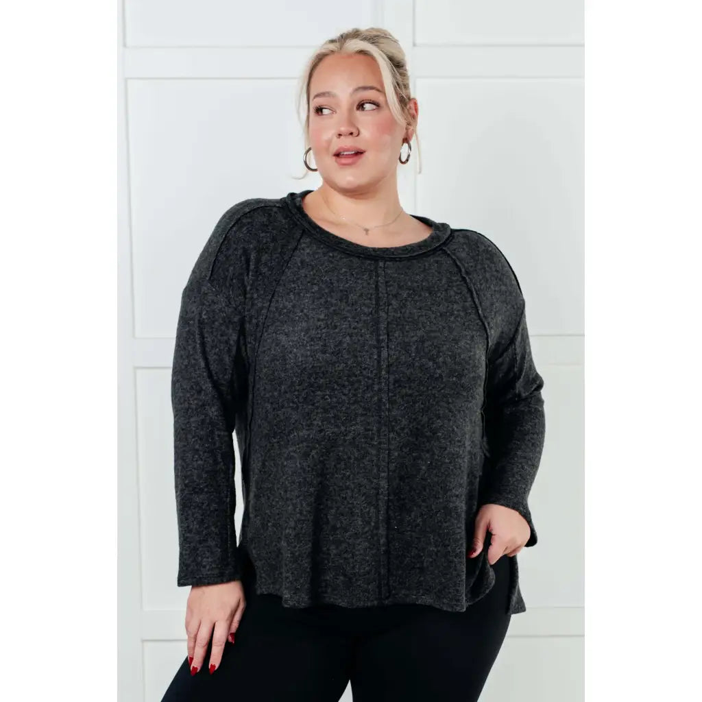 Take on the day in style and comfort with our Simply Soft Sweater Black. Made from luxurious stretchy brushed hacci