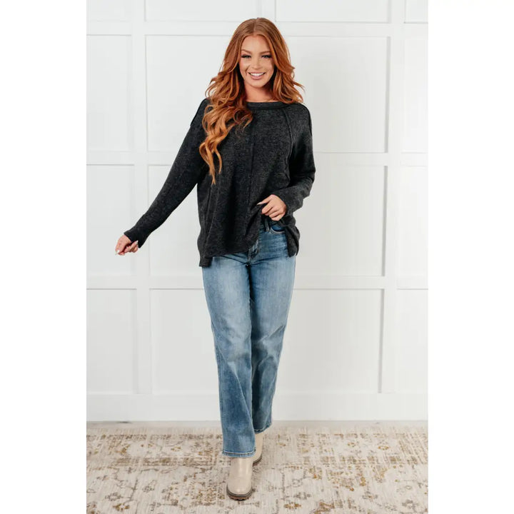 Simply Soft Sweater in Black - Tops