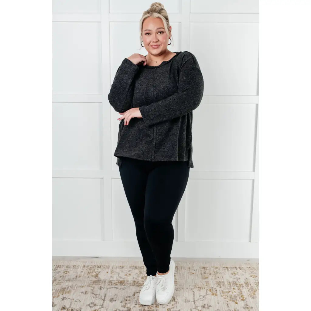 Take on the day in style and comfort with our Simply Soft Sweater Black. Made from luxurious stretchy brushed hacci