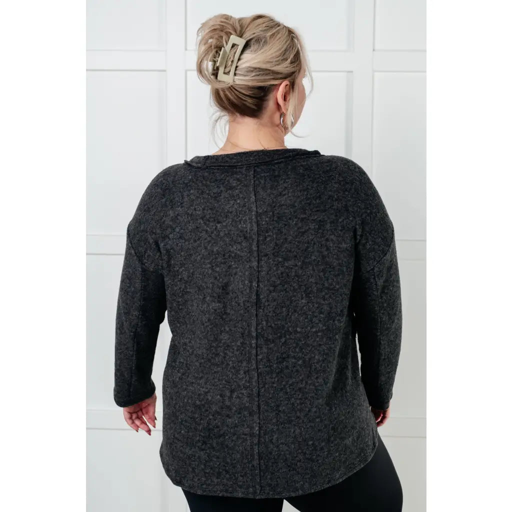 Take on the day in style and comfort with our Simply Soft Sweater Black. Made from luxurious stretchy brushed hacci