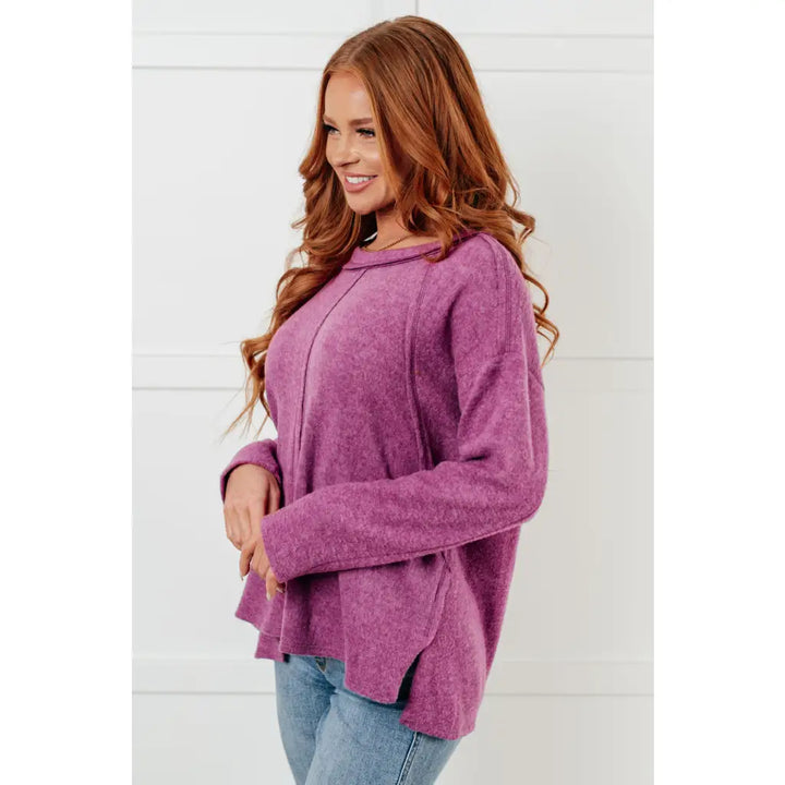 Simply Soft Sweater in Light Plum - Tops