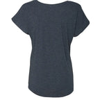 Flattering scoop-neck mini dachshund graphic dolman tee in sizes XS–3XL. Features original artwork by Sweet Roo Bou™