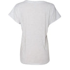 Flattering scoop-neck mini dachshund graphic dolman tee in sizes XS–3XL. Features original artwork by Sweet Roo Bou™