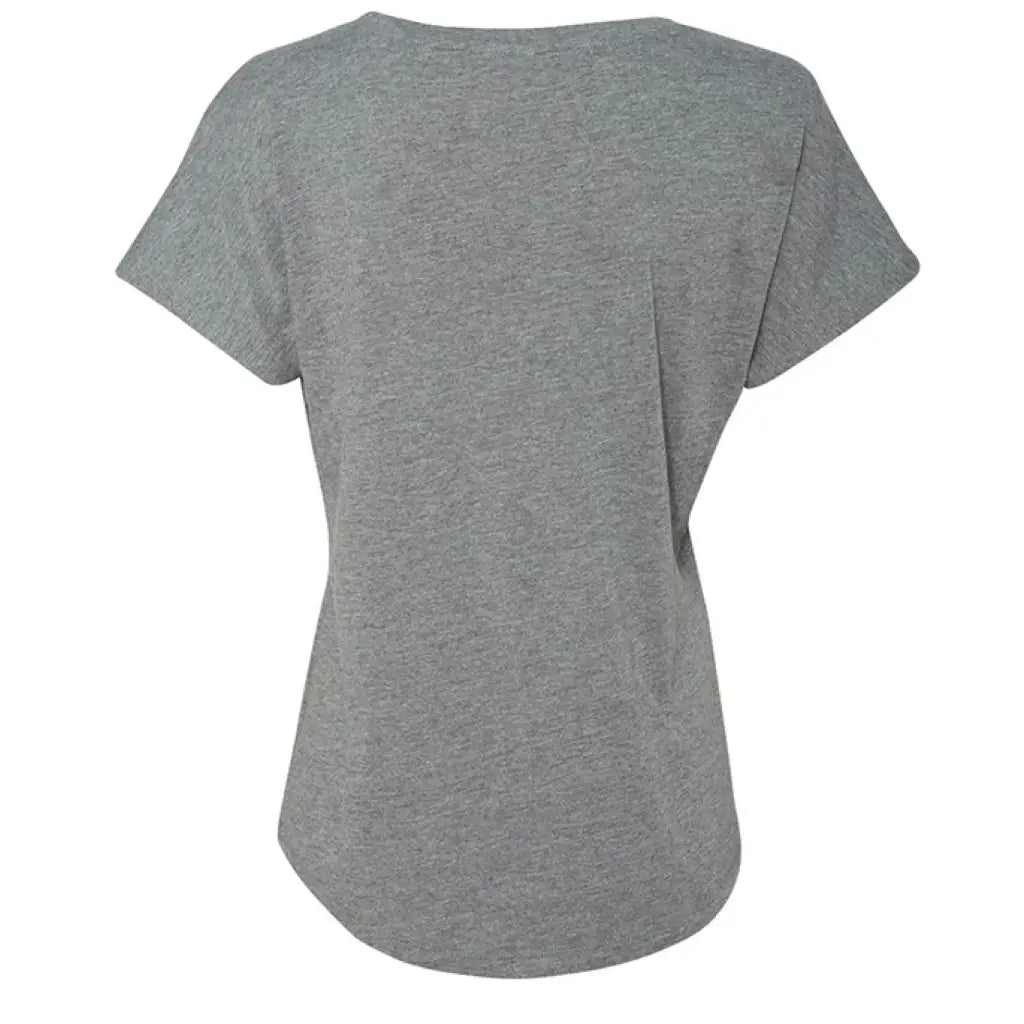 Flattering scoop-neck mini dachshund graphic dolman tee in sizes XS–3XL. Features original artwork by Sweet Roo Bou™