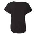 Flattering scoop-neck mini dachshund graphic dolman tee in sizes XS–3XL. Features original artwork by Sweet Roo Bou™