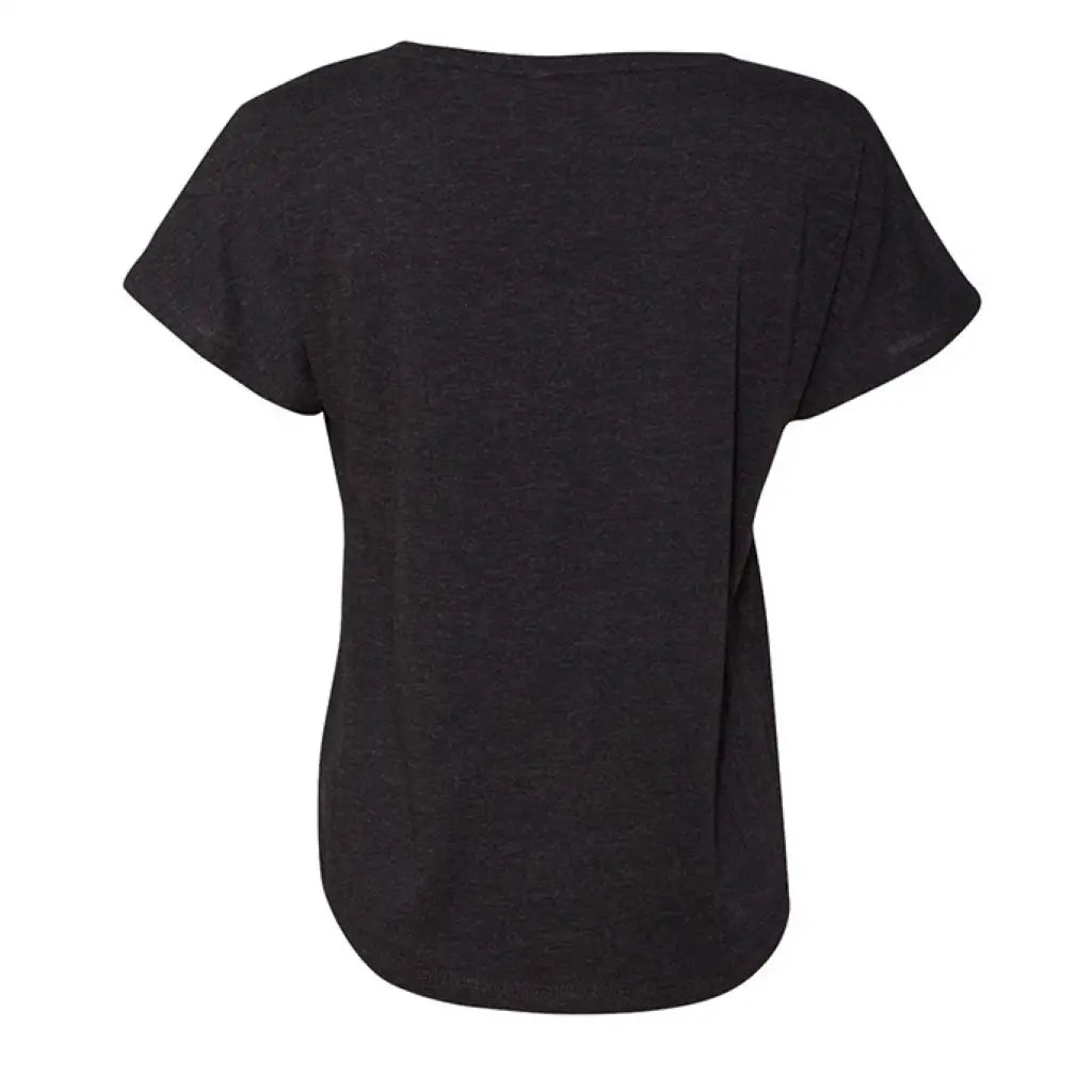 Flattering scoop-neck mini dachshund graphic dolman tee in sizes XS–3XL. Features original artwork by Sweet Roo Bou™