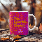 Classic white ceramic mug with Sweet Roo Bou™ design and Boujee Coffee Time© energy. Great gift in 11 or 15 oz.