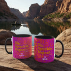 Colorful ceramic mug by Sweet Roo Bou™ for Brew™ and Boujee Coffee Time ©. For bold coffee lovers glam morning routines