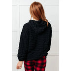 Stay cozy in our Speak Your Thoughts Bubble Hoodie Black. Made from bubble knit fabric this hoodie will keep you warm