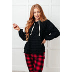 Stay cozy in our Speak Your Thoughts Bubble Hoodie Black. Made from bubble knit fabric this hoodie will keep you warm