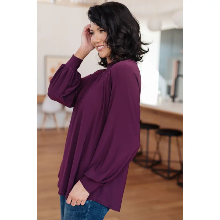 Sugar Plum Mock Neck Blouse - Tops