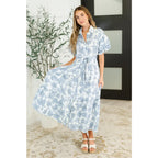 Southern-inspired plus size floral shirt dress in a belted button-down maxi style. A boho balloon sleeve look perfect