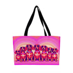 Dachshund weekender tote with Sweet Roo Bou™ art. Perfect travel gift for dachshund lovers dog moms or stylish weekend