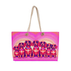 Dachshund weekender tote with Sweet Roo Bou™ art. Perfect travel gift for dachshund lovers dog moms or stylish weekend