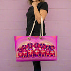 Dachshund weekender tote with Sweet Roo Bou™ art. Perfect travel gift for dachshund lovers dog moms or stylish weekend