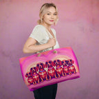 Dachshund weekender tote with Sweet Roo Bou™ art. Perfect travel gift for dachshund lovers dog moms or stylish weekend