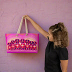 Dachshund weekender tote with Sweet Roo Bou™ art. Perfect travel gift for dachshund lovers dog moms or stylish weekend