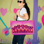 Dachshund weekender tote with Sweet Roo Bou™ art. Perfect travel gift for dachshund lovers dog moms or stylish weekend