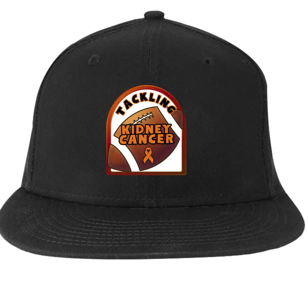Bold style with purpose — Tackling Kidney Cancer Flat Bill Snapback by New Era. High profile fit 100% cotton adjustable