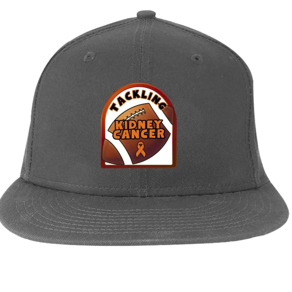 Bold style with purpose — Tackling Kidney Cancer Flat Bill Snapback by New Era. High profile fit 100% cotton adjustable