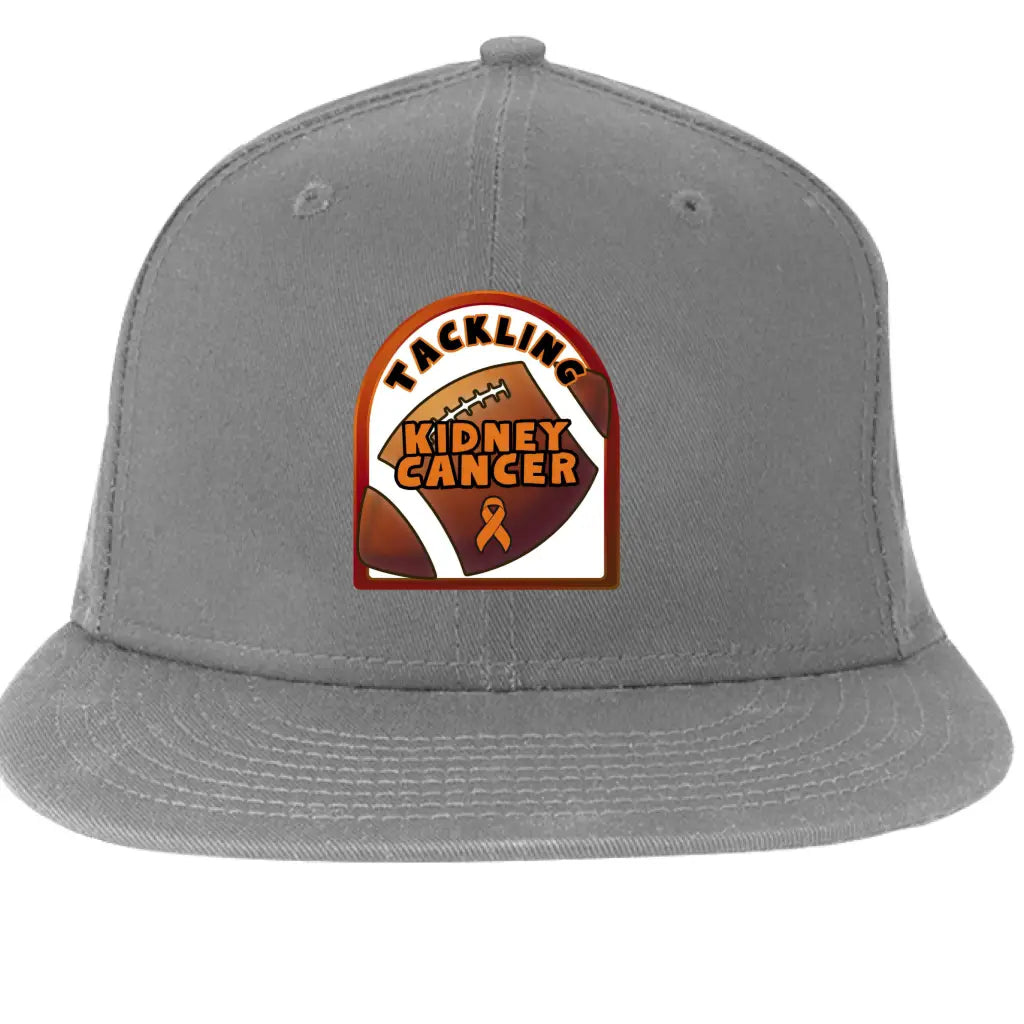 Bold style with purpose — Tackling Kidney Cancer Flat Bill Snapback by New Era. High profile fit 100% cotton adjustable