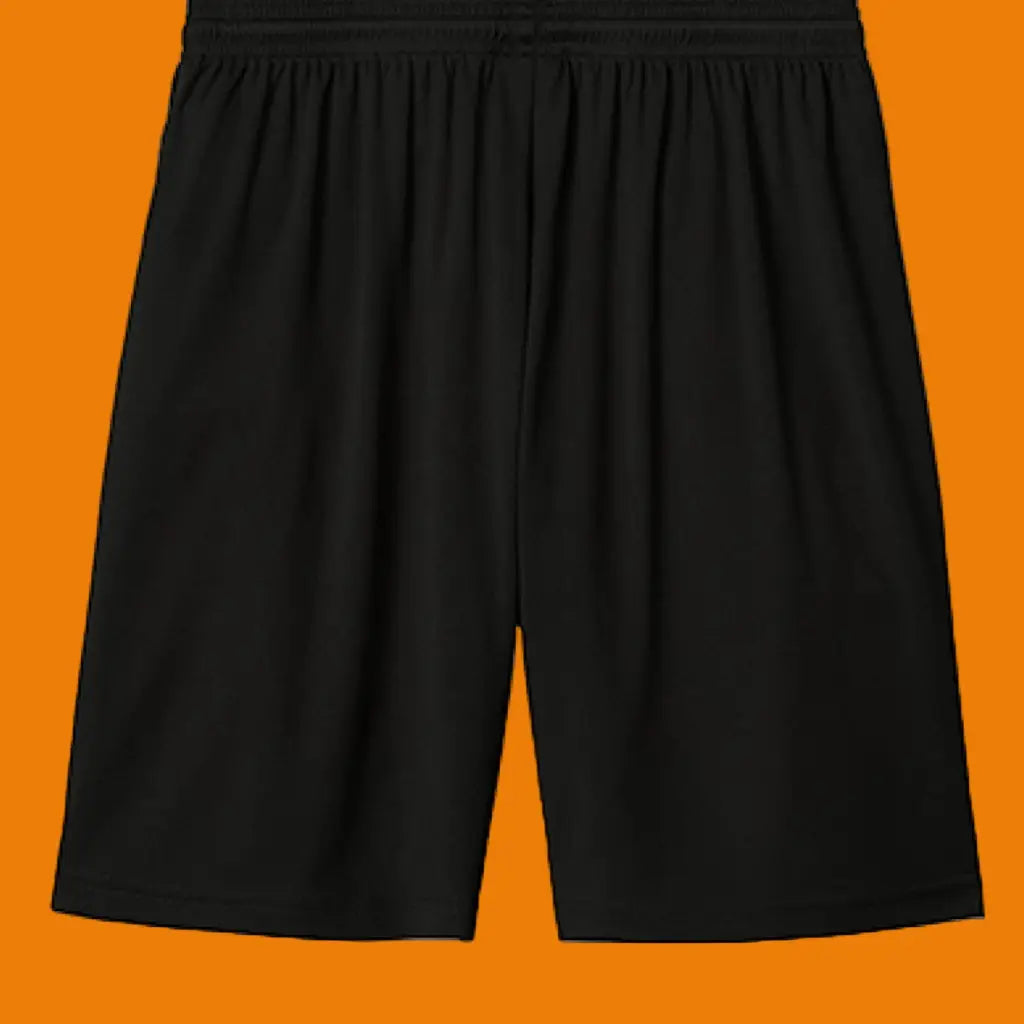 Moisture wicking men’s athletic shorts with UPF 30 + snag resistance and bold Tackling Kidney Cancer artwork. Fight