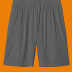 Moisture-wicking men’s athletic shorts with UPF 30+ snag resistance and bold Tackling Kidney Cancer artwork. Fight