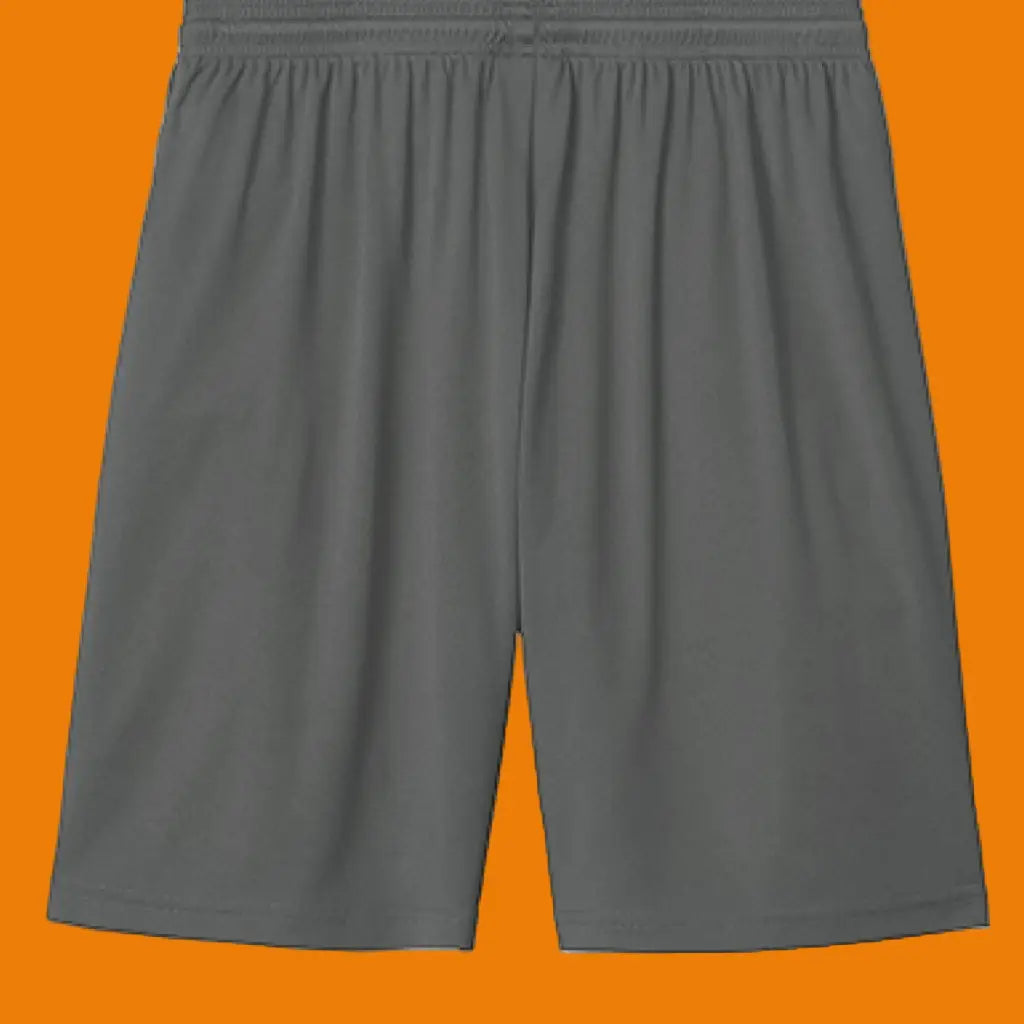 Moisture wicking men’s athletic shorts with UPF 30 + snag resistance and bold Tackling Kidney Cancer artwork. Fight