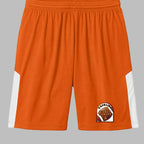 Moisture-wicking men’s athletic shorts with UPF 30+ snag resistance and bold Tackling Kidney Cancer artwork. Fight