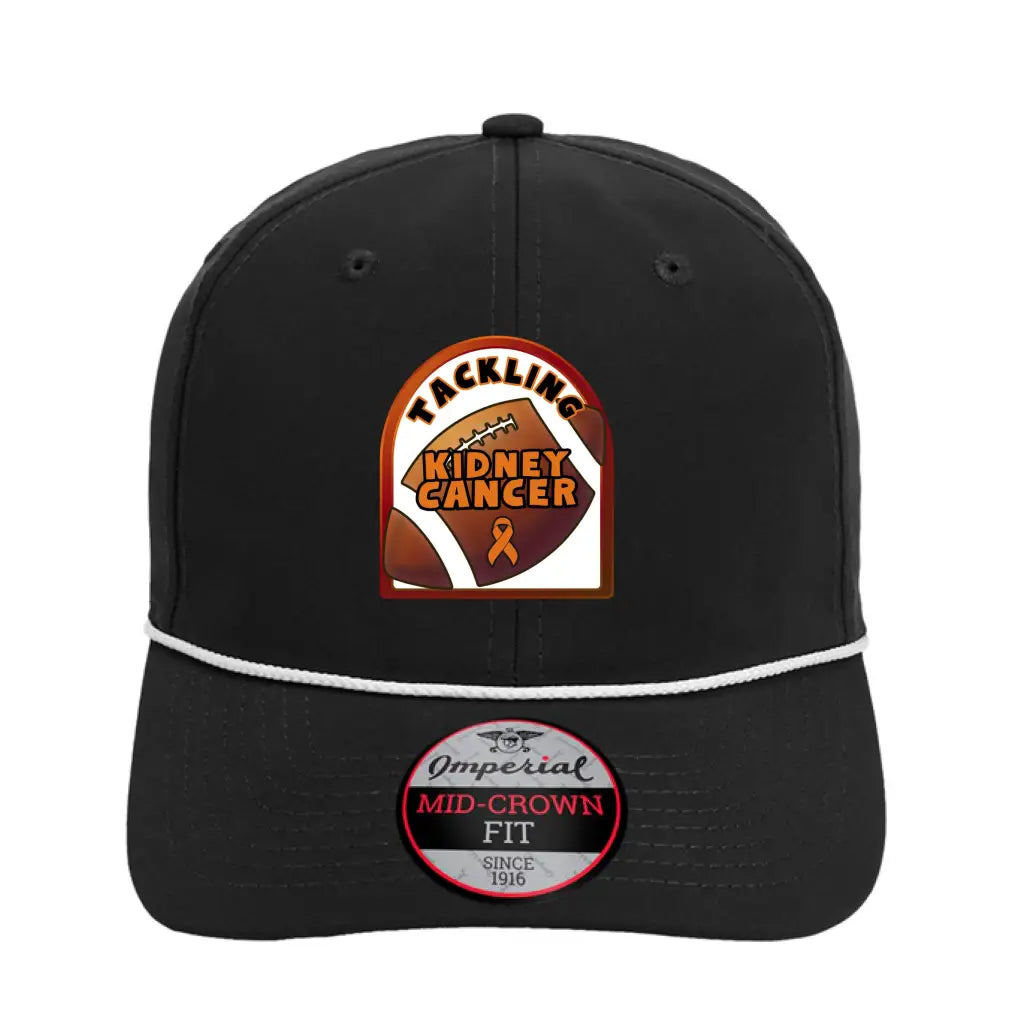 Show support in style with the Tackling Kidney Cancer Rope Hat. Retro rope fit moisture managing sweatband snapback