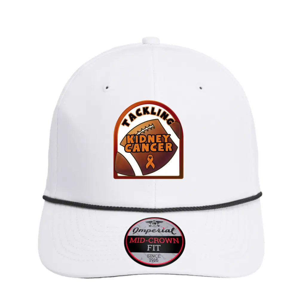 Show support in style with the Tackling Kidney Cancer Rope Hat. Retro rope fit moisture managing sweatband snapback
