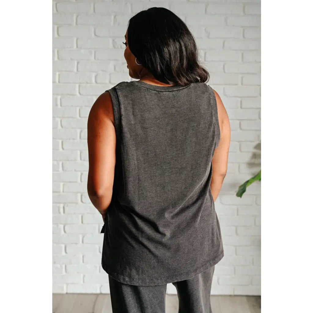 Relax in style with our Taking It Easy Lounge Set. Made of soft and comfortable charcoal grey knit fabric this tank