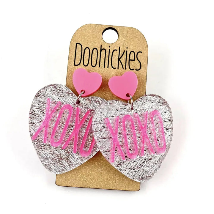 Talk to Me Valentine Heart Dangle Earrings - XOXO