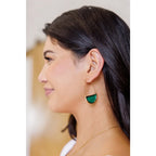 Add some sparkle to your style our Teal Glass Half Circle Drop Earrings. Made from 18K gold-plated metal and adorned