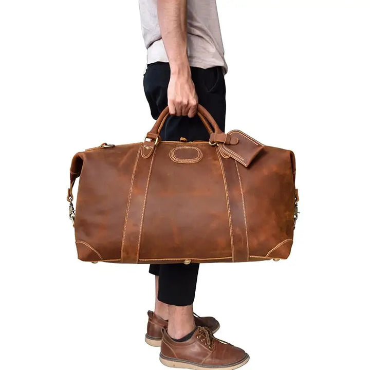 The Eira Vintage Leather Weekender Duffle Bag