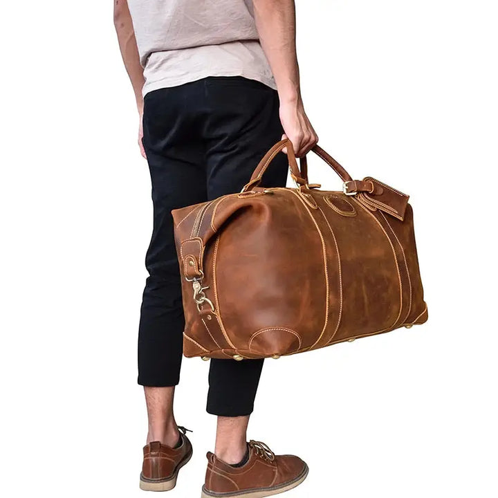 The Eira Vintage Leather Weekender Duffle Bag