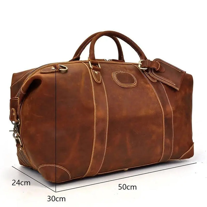 The Eira Vintage Leather Weekender Duffle Bag